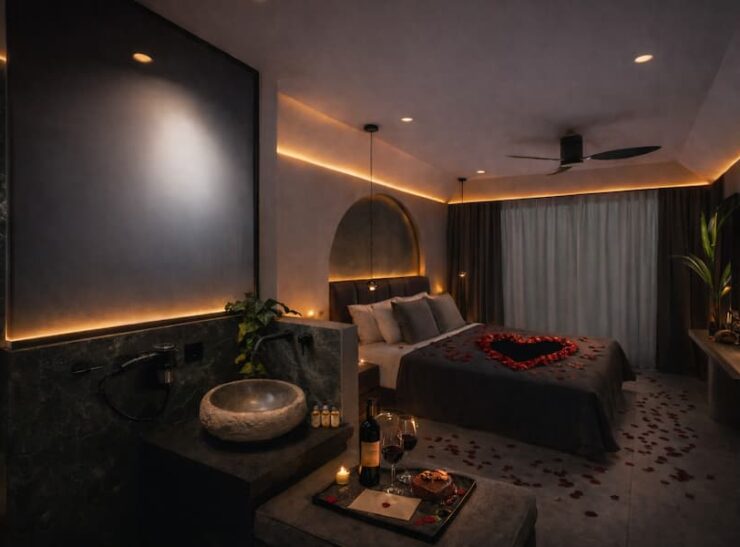 Romantické uspořádání dekorace pokoje Heraklion Kréta Ammoudara